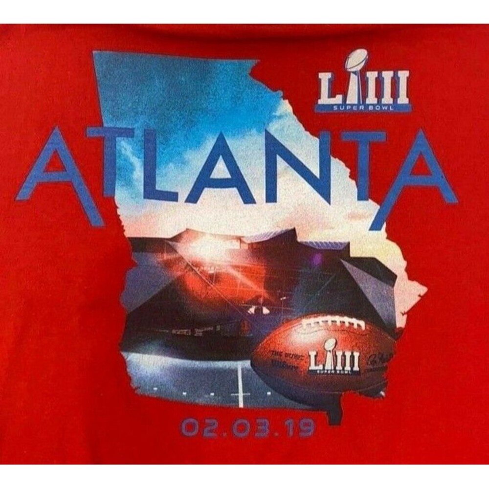 Super Bowl LIII Atlanta Georgia 2019 Red NFL Men’s XXL T-Shirt Mercedes-Benz